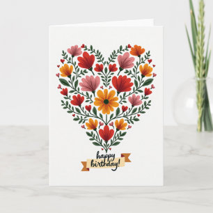 Tarjeta de cumpleaños con corazón alegre