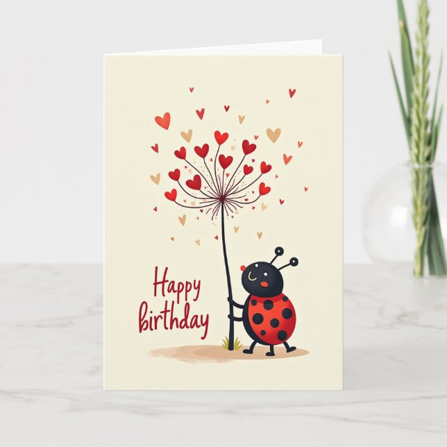Tarjeta de cumpleaños con corazón de insecto (Anverso)