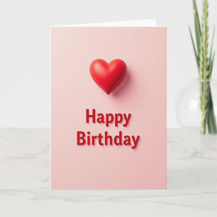 Tarjeta de cumpleaños con corazón rojo brillante
