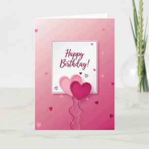 Tarjeta de cumpleaños con corazón rosa