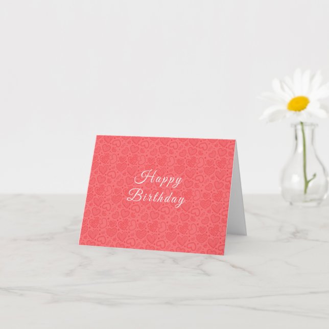 Tarjeta de cumpleaños con corazones (Planta pequeña)