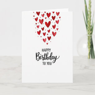 Tarjeta de cumpleaños con corazones alegres