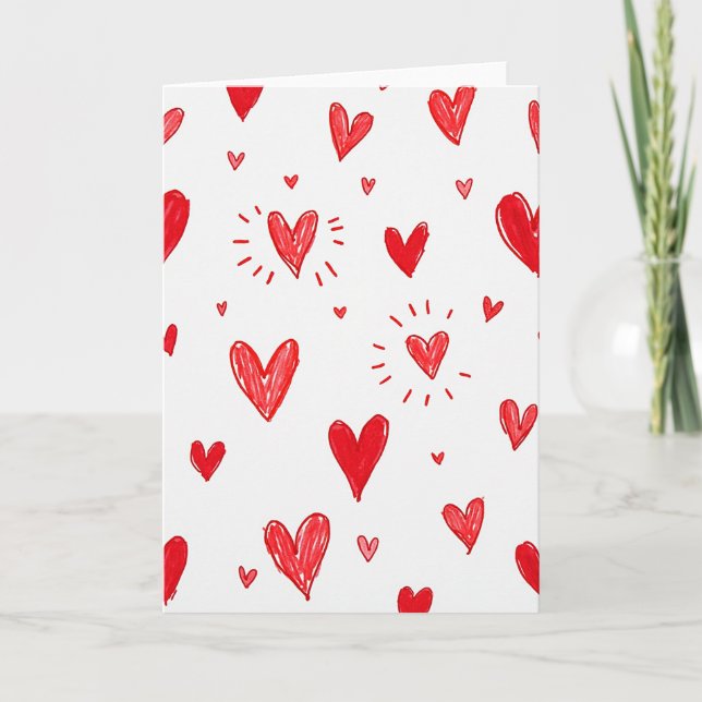 Tarjeta de Cumpleaños con Corazones Dibujados (Anverso)