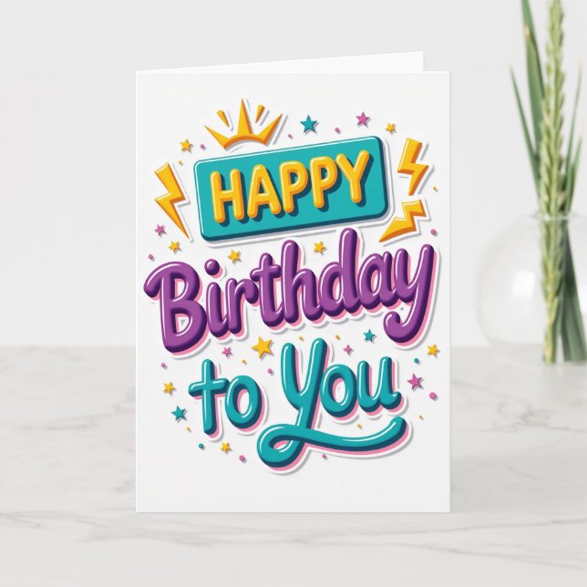 Tarjeta de cumpleaños con corona alegre (Anverso)