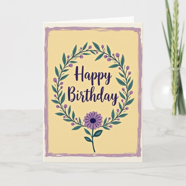 Tarjeta de cumpleaños con corona cálida (Anverso)