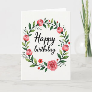 Tarjeta de cumpleaños con corona de rosas dulces