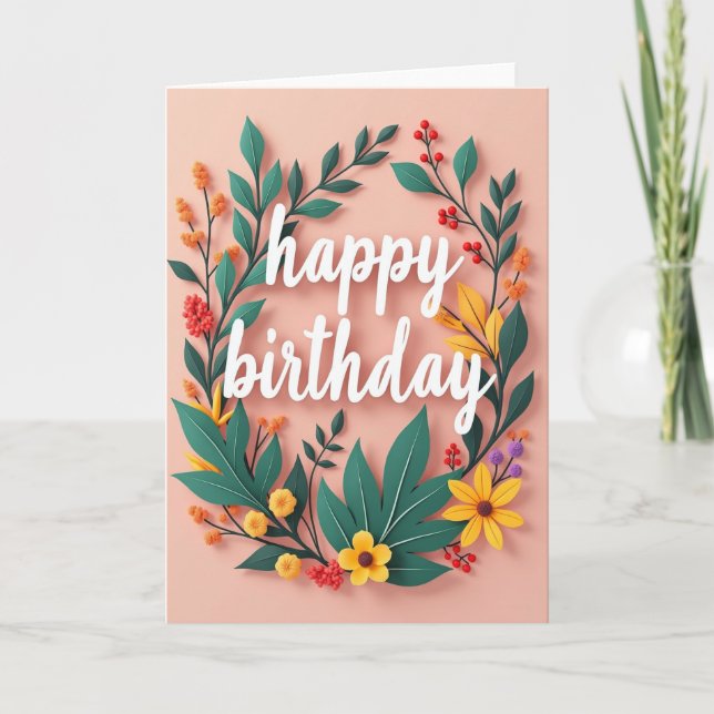 Tarjeta de cumpleaños con corona de teal (Anverso)