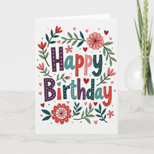 Tarjeta de cumpleaños con corona floral dulce