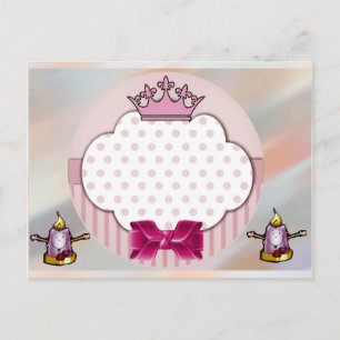 Tarjeta de cumpleaños con corona y lazo rosa elega