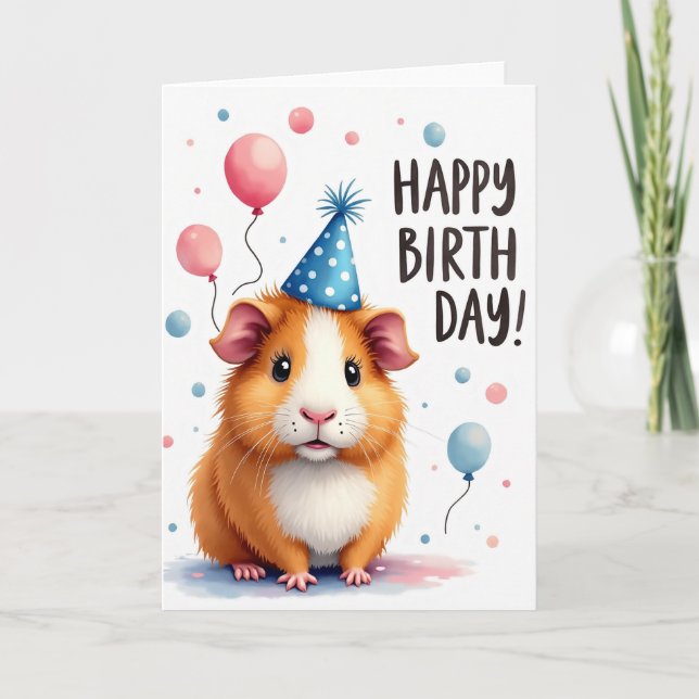Tarjeta de Cumpleaños con Criatura Adorable (Anverso)