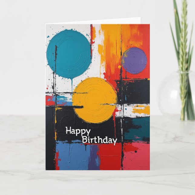Tarjeta de cumpleaños con cuadrícula vibrante (Anverso)