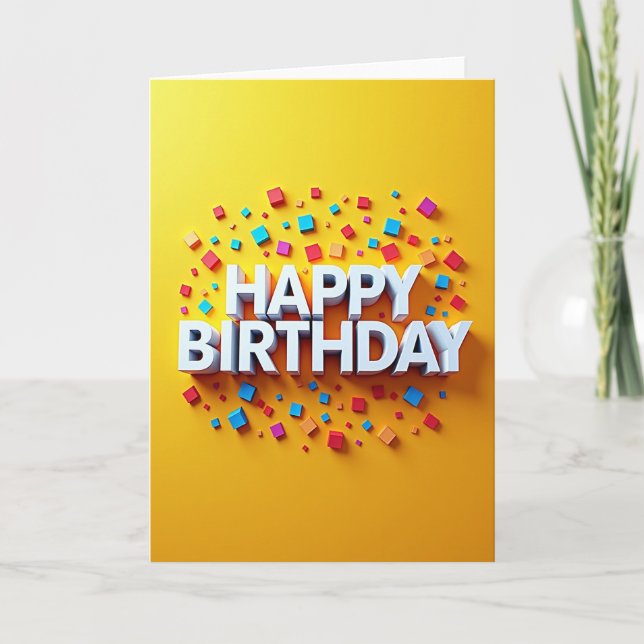 Tarjeta de cumpleaños con cubos festivos (Anverso)