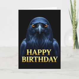TARJETA DE CUMPLEAÑOS CON CUERVO EN PRIMER PLANO N