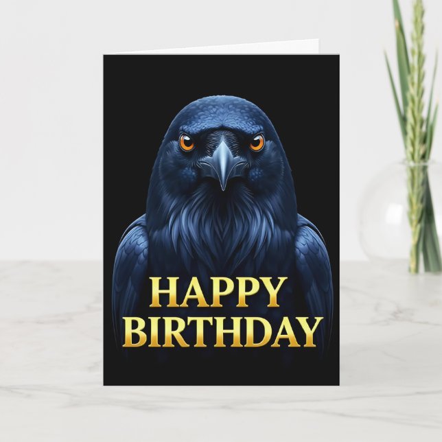 TARJETA DE CUMPLEAÑOS CON CUERVO EN PRIMER PLANO N (Anverso)