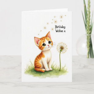 Tarjeta de cumpleaños con deseo de gato caprichoso