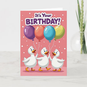 Tarjeta de cumpleaños con desfile de globos