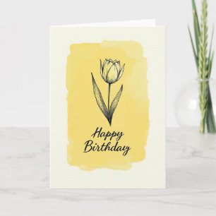 Tarjeta de cumpleaños con dibujo de línea dulce