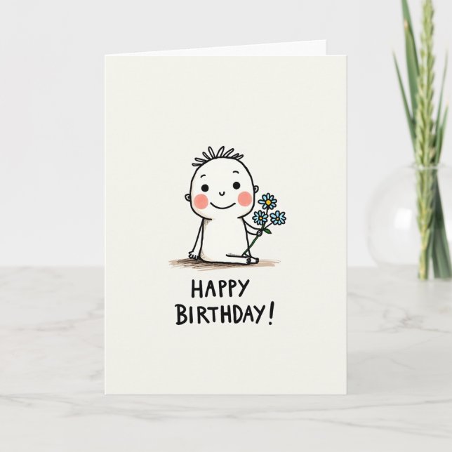 Tarjeta de cumpleaños con dibujo infantil (Anverso)