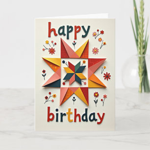 Tarjeta de cumpleaños con diseño acolchado