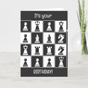 Tarjeta de cumpleaños con diseño de ajedrez