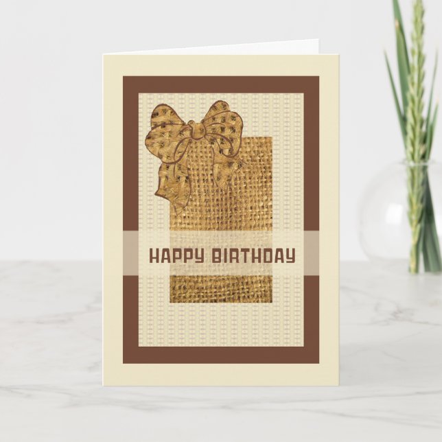 Tarjeta de cumpleaños con diseño de arpillera (Anverso)