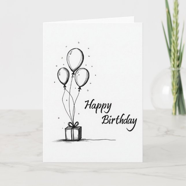Tarjeta de cumpleaños con diseño de boceto elegant (Anverso)