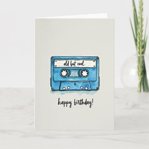 Tarjeta de cumpleaños con diseño de casete retro