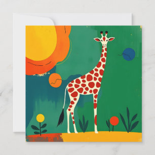 Tarjeta de cumpleaños con diseño de jirafa colorid