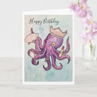 Tarjeta de cumpleaños con diseño de pulpo