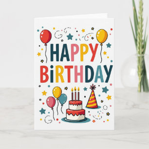 Tarjeta de cumpleaños con diseño gráfico divertido