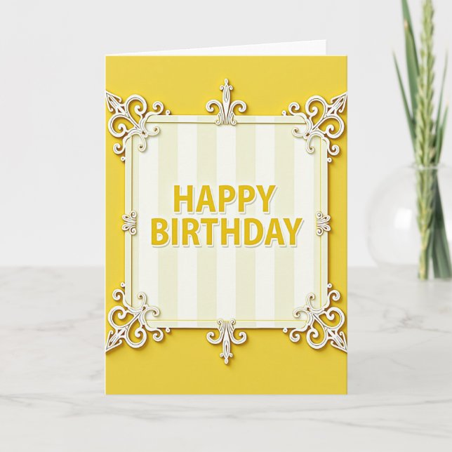 Tarjeta de cumpleaños con diseño ornamentado (Anverso)