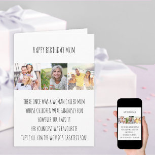 Tarjeta de cumpleaños con divertida rima para mamá