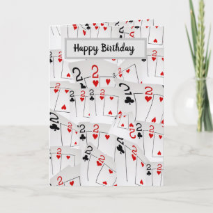 Tarjeta de cumpleaños con dos tarjetas de póquer,