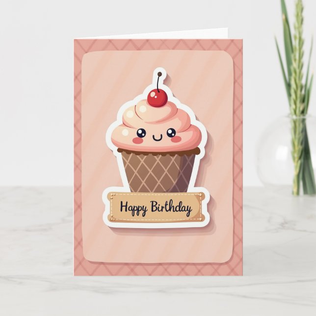 Tarjeta de Cumpleaños con Dulce Pastel (Anverso)
