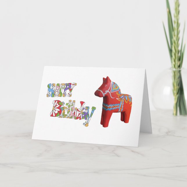 Tarjeta de cumpleaños con el caballo de Dala (Anverso)