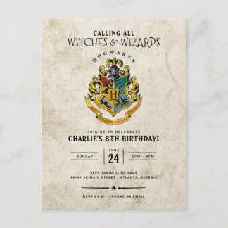 Tarjeta de cumpleaños con el emblema de Hogwarts d