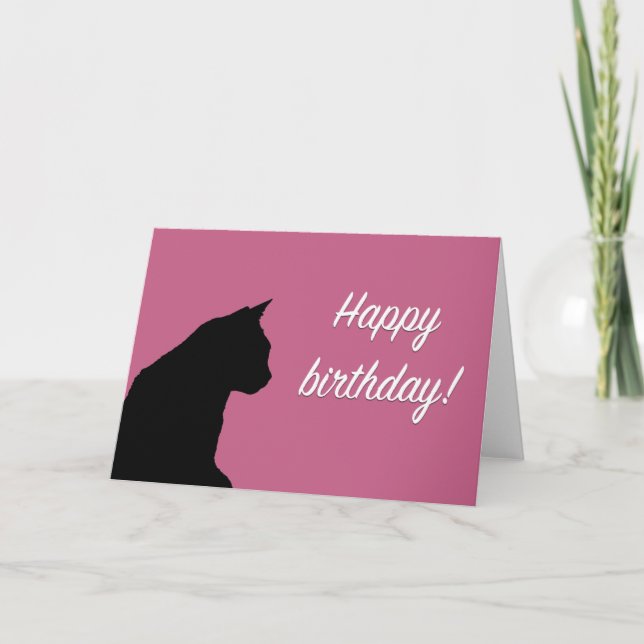 Tarjeta de cumpleaños con el gato negro - fondo (Anverso)