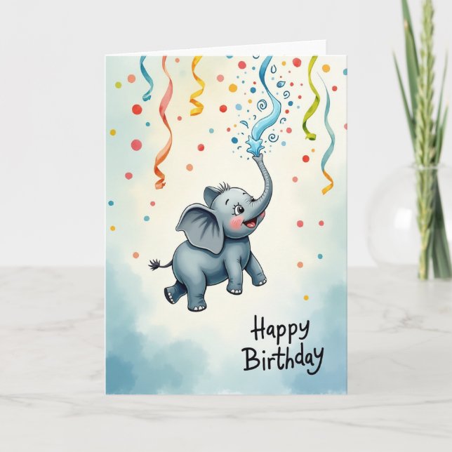 Tarjeta de cumpleaños con elefante de explosión al (Anverso)