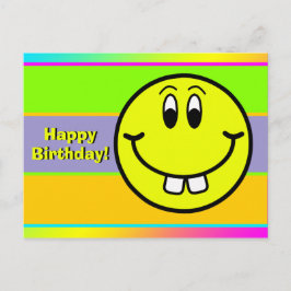 Tarjeta de cumpleaños con emoji de cara sonriente 