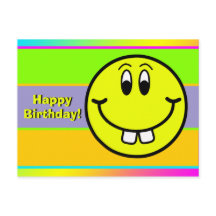 Tarjeta de cumpleaños con emoji de cara sonriente