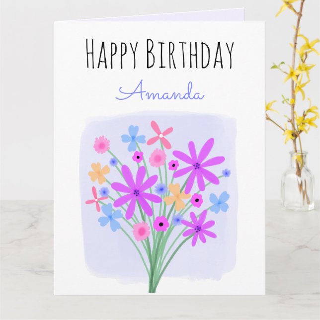 Tarjeta de cumpleaños con encanto dulce Floral (flor amarilla)
