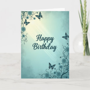 Tarjeta de cumpleaños con escena botánica