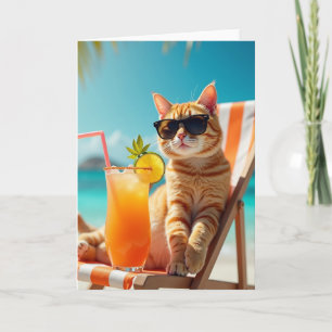 Tarjeta de Cumpleaños con Escena de Gato Genial