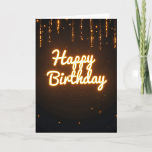 Tarjeta de cumpleaños con escritura dorada brillan