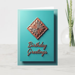 Tarjeta de cumpleaños con escritura en cobre