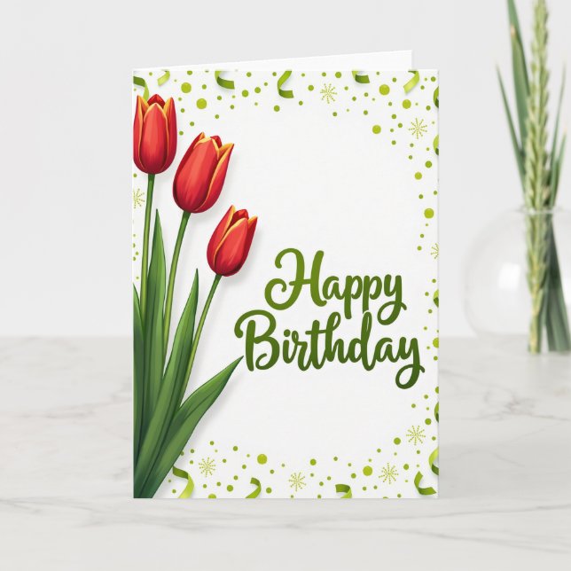 Tarjeta de cumpleaños con escritura esmeralda (Anverso)