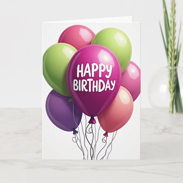 Tarjeta de cumpleaños con esfera alegre (Anverso)