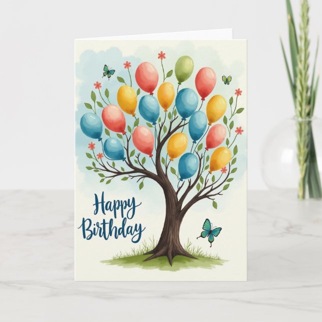 Tarjeta de cumpleaños con esfera de pastel (Anverso)