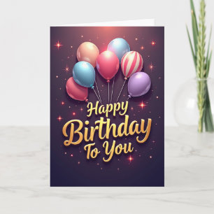 Tarjeta de cumpleaños con esferas brillantes