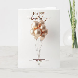 Tarjeta de cumpleaños con esferas metálicas elegan